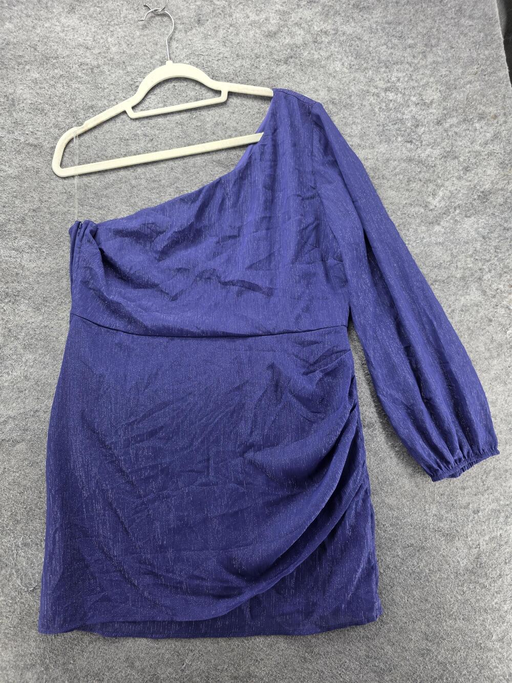 Charlotte Russe Dress Womens XL Purple One Shoulder Fit & Flare Ruched